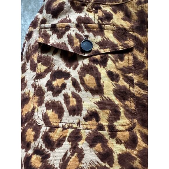 Kate Spade Panthera Canvas Midi Skirt 6 Pockets Linen Cotton Leopard Print $228 - Picture 6 of 14